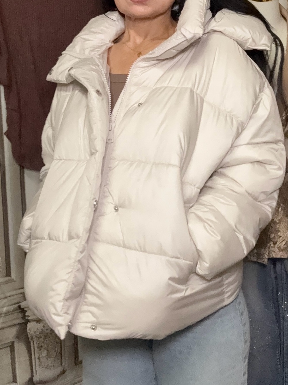 NVLT Ivory Puffer Jacket – Size Large